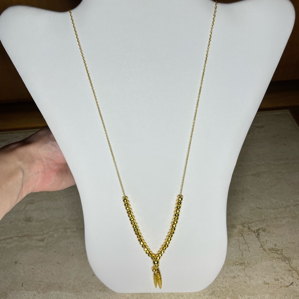 Beaded adjustable gold necklace